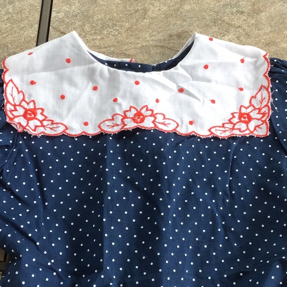 Vintage navy polka dot bib dress - Picture 2 of 4